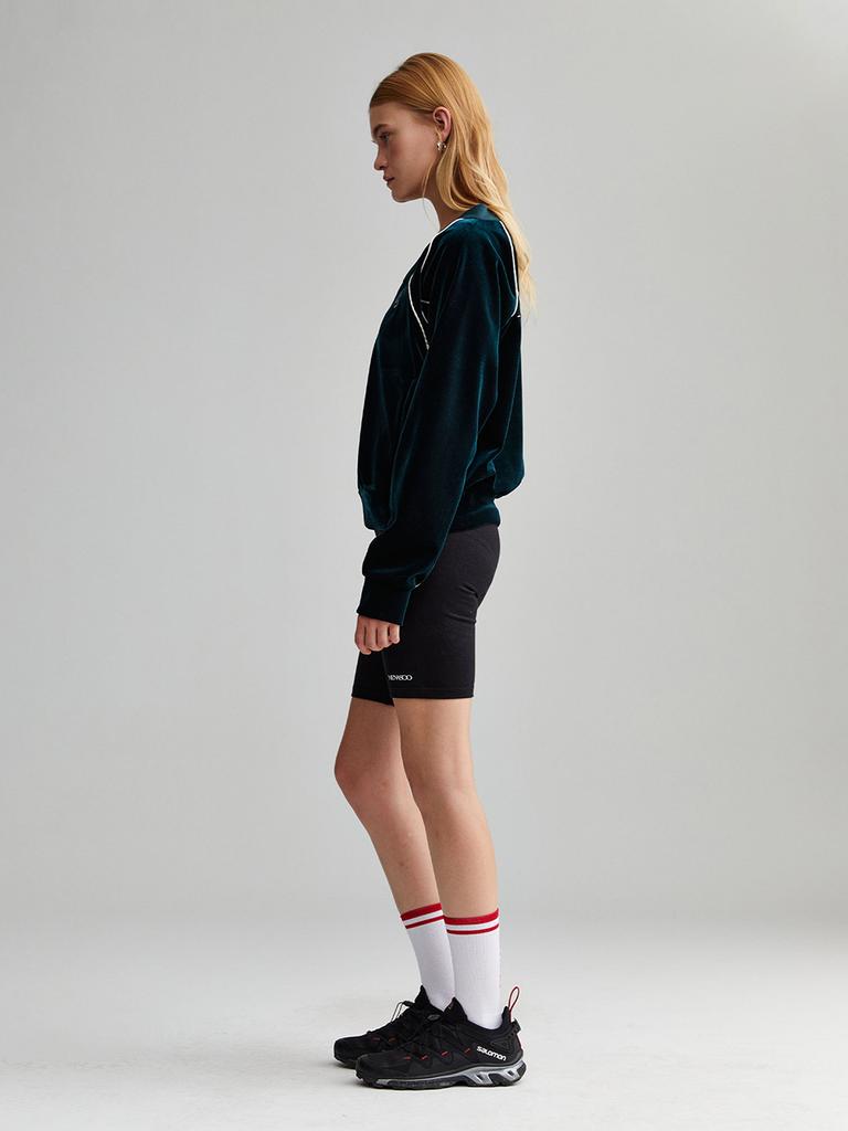 Minasu Velvet V-Neck Top_Green