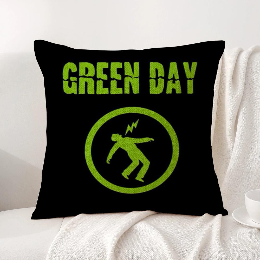 G-Green Day S-Saviors Cushion Cover Linen Organic Fabric Double-Sided Printing Breathable Pillow Case Sofa Home Decor Gift