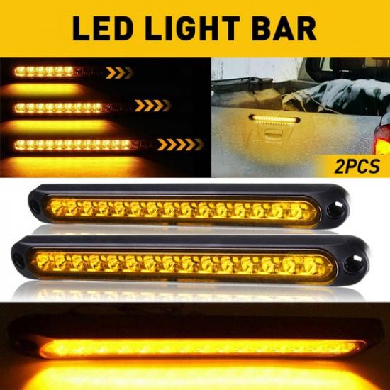 2PC Truck Truck 10  Truck Amber Trailer Bar Light 15LEDs RV Truck Turn Stop Tail