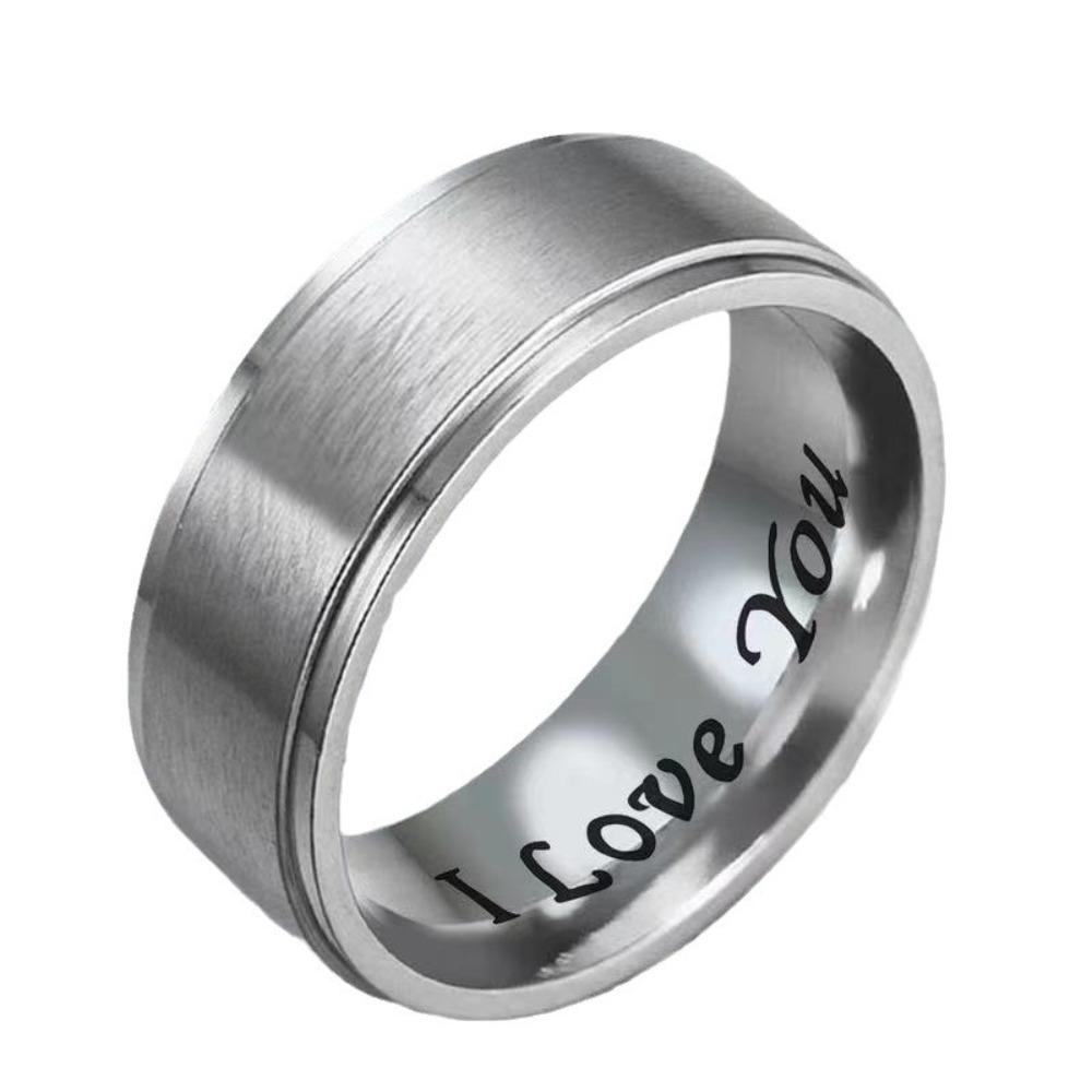 Lucky Star Jewelry Donna Nero Fedi Nuziali In Acciaio Inossidabile Per Coppie Ti Amo Incisione Anello Nuziale Regalo Per Lei Gioielli Di San Valentino