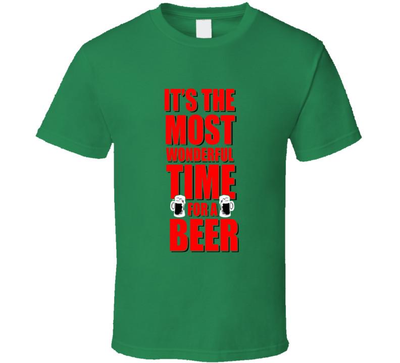Its The Most Wonderful Time For A Beer Funny T-Shirt Fun Christmas Party TShirt S
