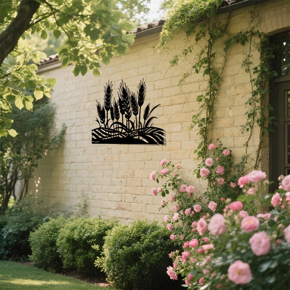 Wheat Field Metal Wall Art Iron Sculpture Farmhouse Home Decor Black 23.6in
