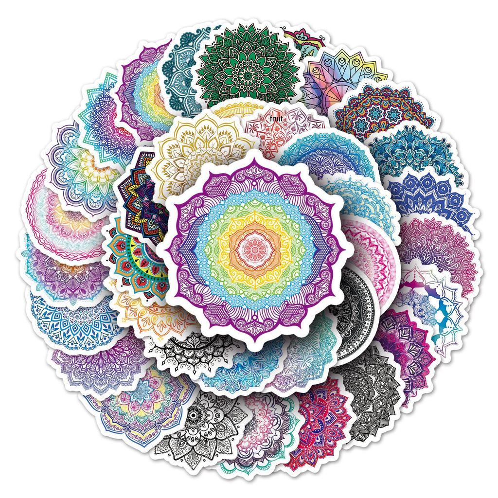 50 Mandala Graffiti Stickers for Phone, Laptop, Water Bottle, and Guka Notebook - Waterproof and Creative.