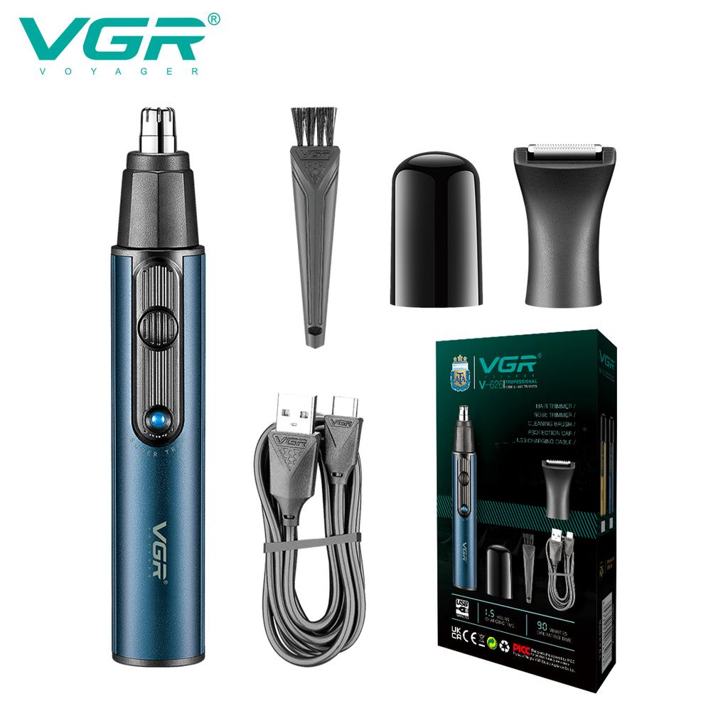 Multifunctional VGR Mini 2-in-1 USB Electric Shaver Hair Deep Cleaning Set Men's Shaver Shaver Nose Hair Trimmer Hair Removal  Personal Care V-626