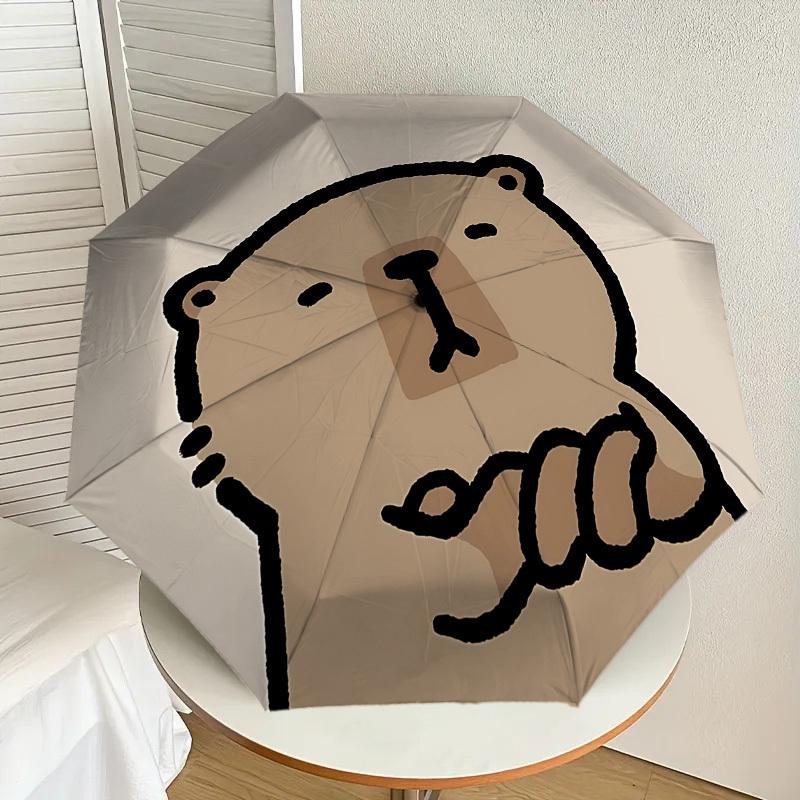 Adorable Bear Face Umbrella: Perfect for Outdoor Adventures, Auto-Opening & Closing, Lightweight and Durable, Ideal Travel Accessory 151