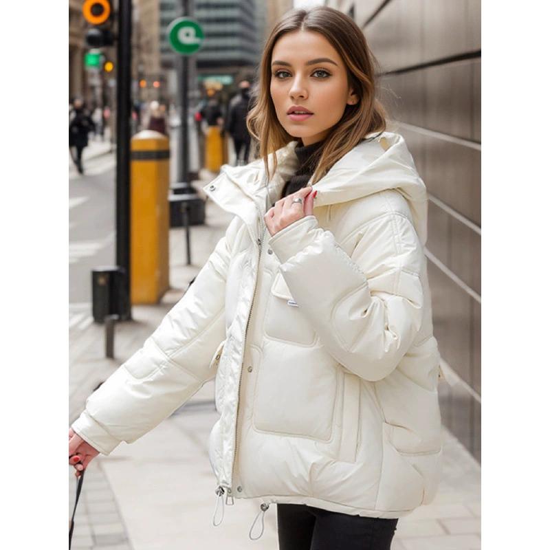 Winter Large Size Thickened Multi-pocket Padded Jacket Trend Hooded Down Padded Jacket Women's Short Style