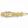 Used Excellent Condition Coco Mark Flower Rhinestone Barrette Hair Clip Hairpin Hair Accessory Gold With Box