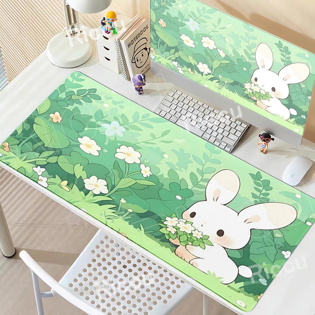 Cartoon Large Mouse Pad Cute Rabbit Green Anime Desk Mat Kawaii Bunny Mousepad Office Accessories Computer Keyboard Decort Mats
