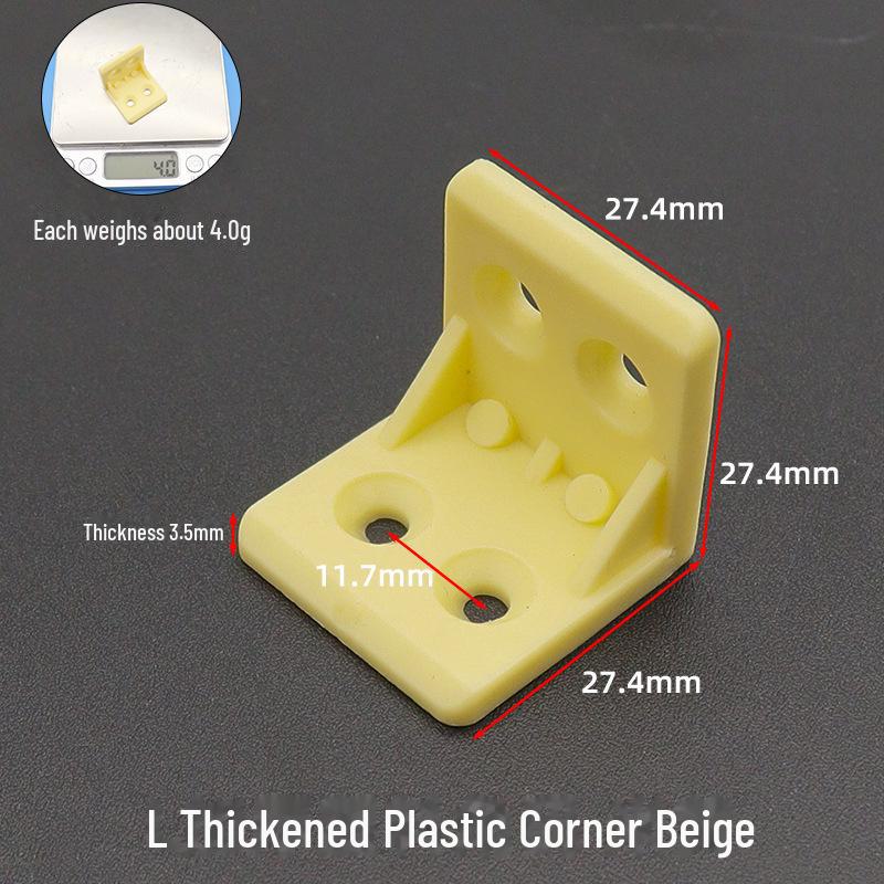 Verdickte L-förmige Eckhalterung aus Kunststoff zur 90°-Unterstützung von Schränken und Kleiderschränken