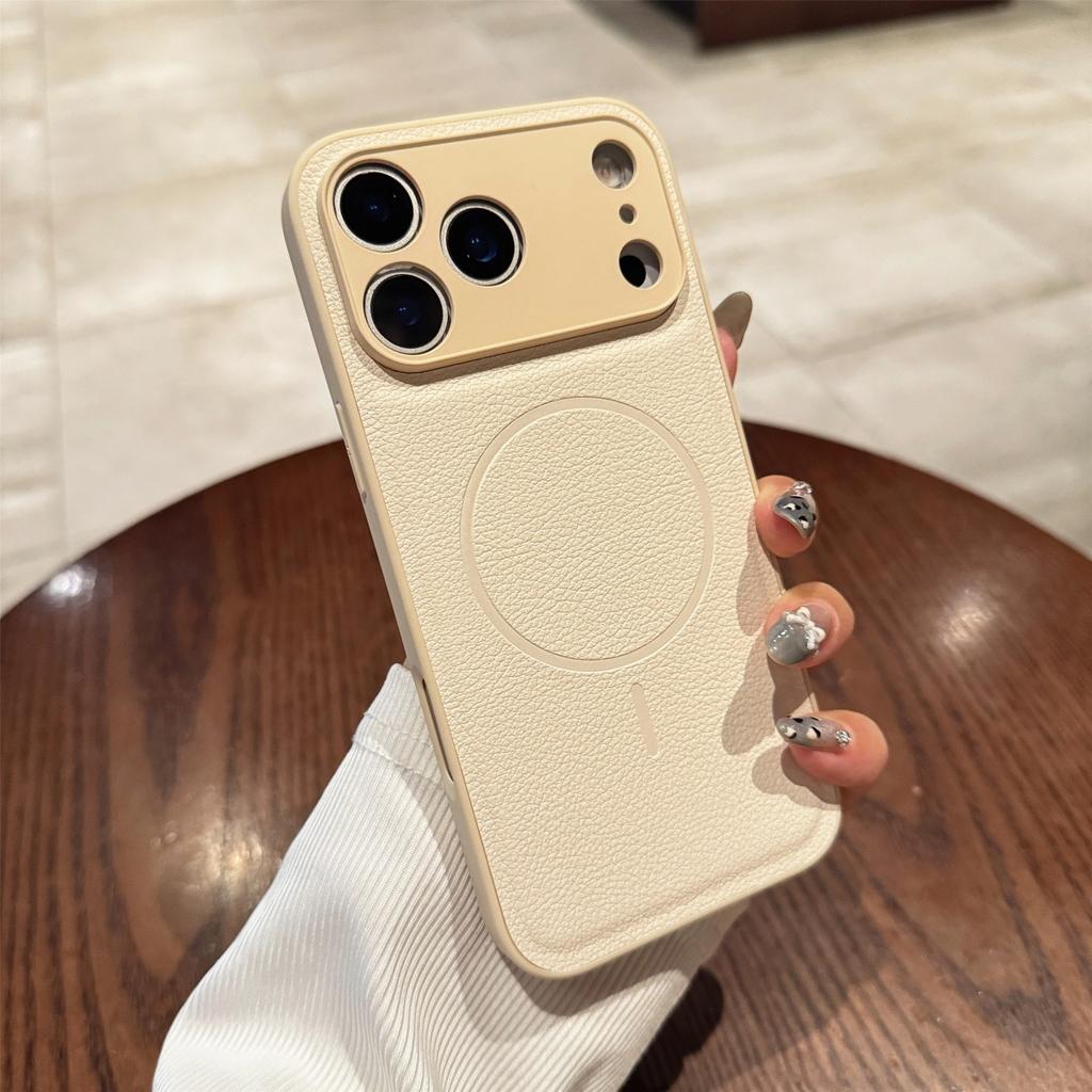 Business Vegan Leather For Magsafe Magnetic Case For iPhone 17 Air 16 15 14 Plus 13 12 11 Pro Max Solid Color Shockproof Cover
