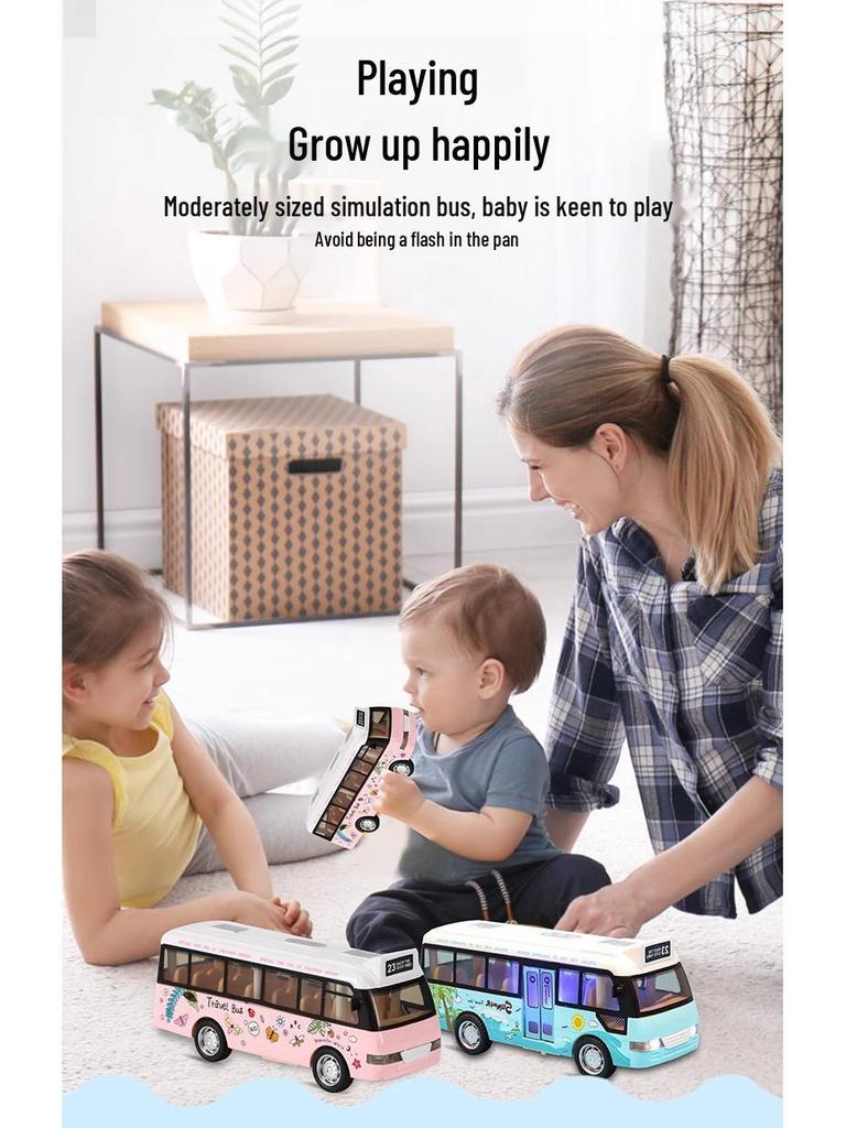 Children's Light & Sound Inertial Bus Toy with Opening Doors and Music