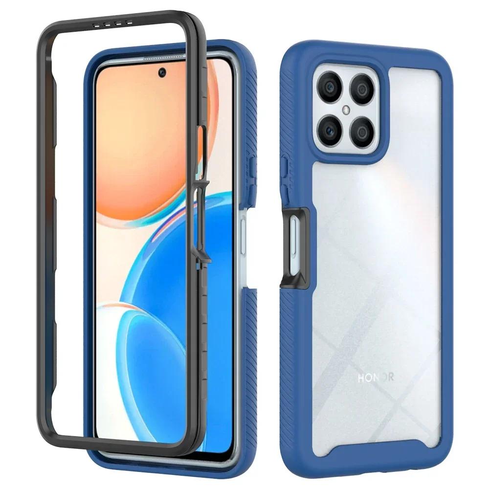 Heavy Duty Rugged Armor Shockproof Phone Case For Honor X8 5G X6 70 Lite X8a Soft TPU Frame Hard Plastic Transparent Back Cover
