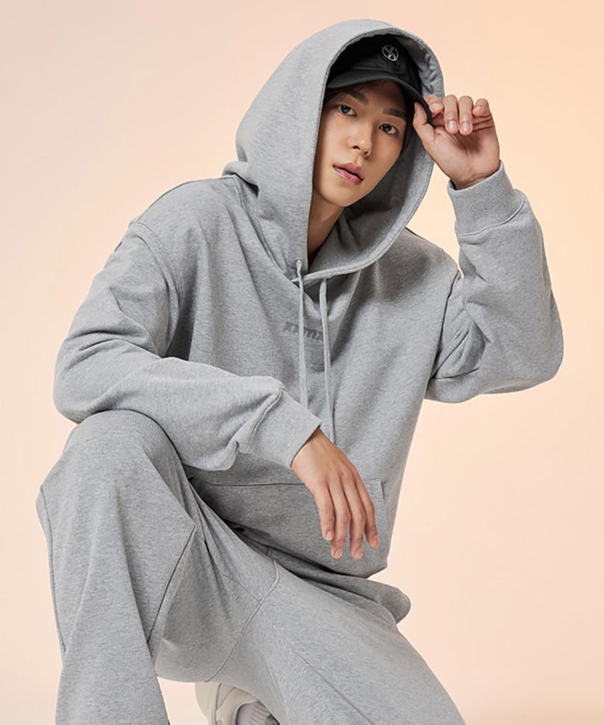 XEXYMIX Small Letter Sweat Hoodie Melange Grey Xmmhd01J1