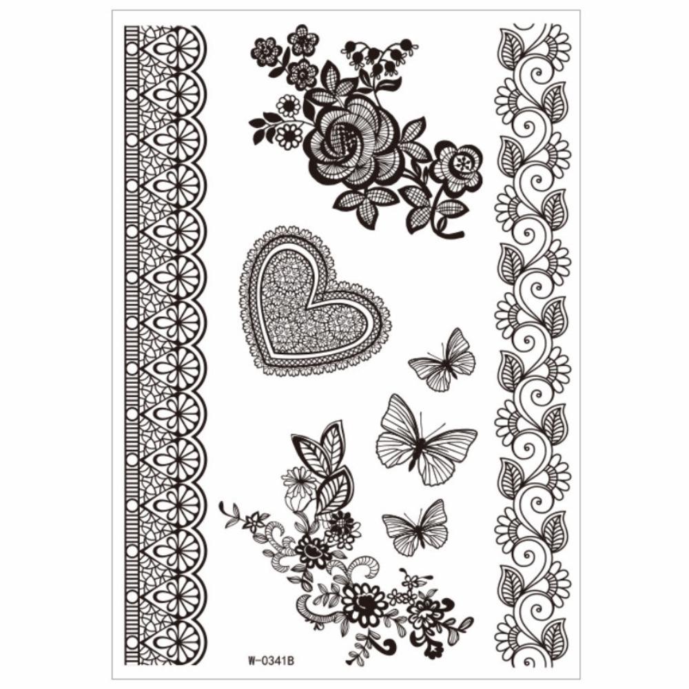 Lace Fake Tattoo Henna Tattoo Stickers Black Mehndi Stickers Body Art Sticker Finger Hand
