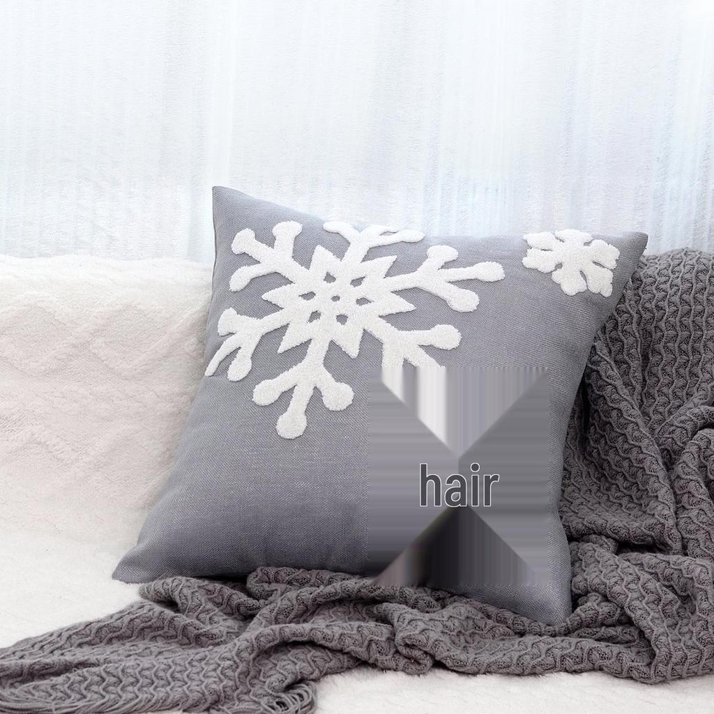 Reindeer Christmas Pillowcase, Winter Snowflake Embroidery Cushion Cover 45x45cm, Cross-border Bestseller