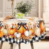 1 Piece, Thanksgiving Tablecloth, Autumn Plaid Round Tablecloth, Pumpkin Maple Leaf Pattern, Autumn Decoration.