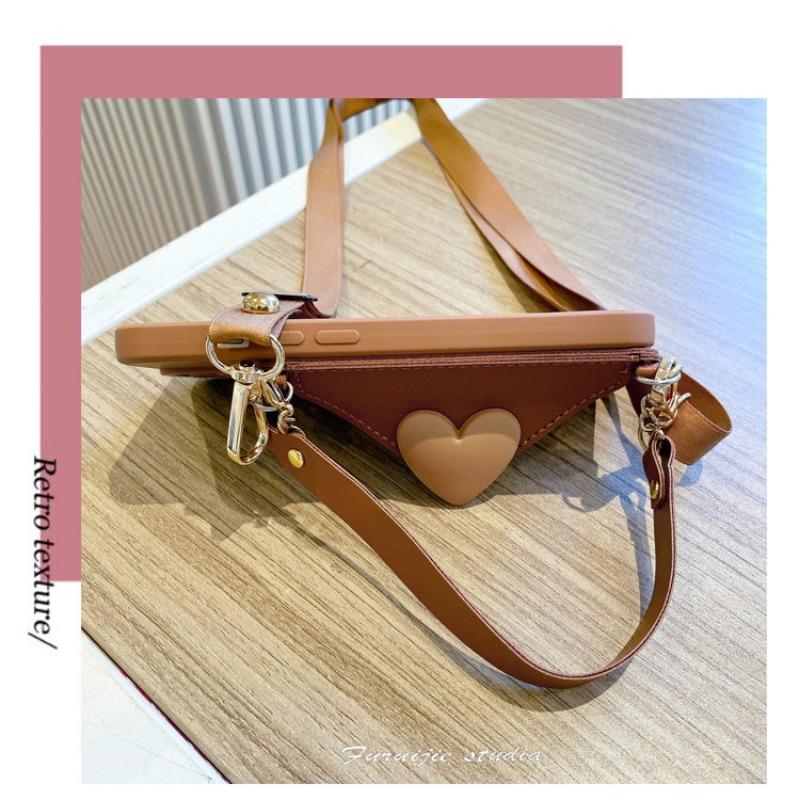 Women Silicone Phone Case With Love Coin Purse Crossbody Strap For Iphone 16 Pro Max 12 17 Pro