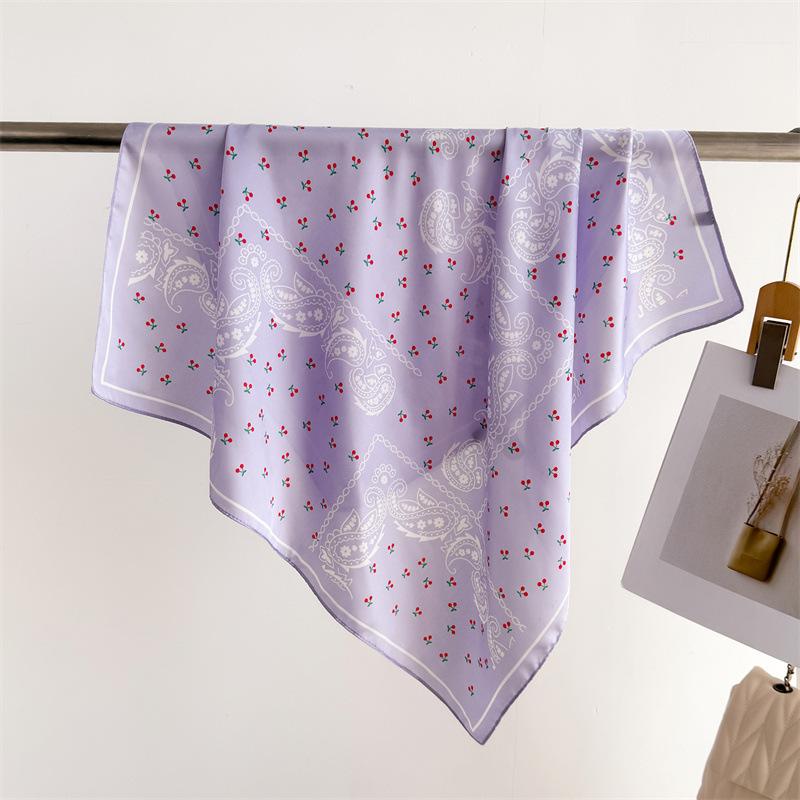 Cashew Flower Printing Imitation Silk Scarf Square Scarf High-End Shawl Versatile Neck Small Square Scarf Headscarf