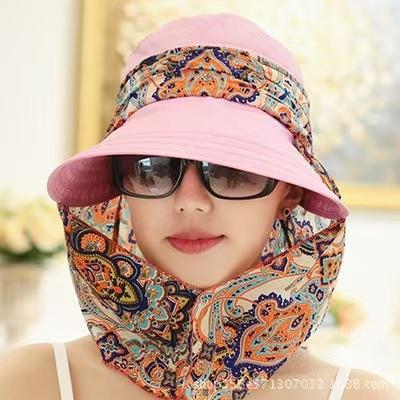Summer sun hat women's sun hat cycling outdoor folding beach sun hat women's summer big edge face cover summer hat
