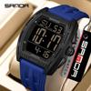 SANDA Men's Multifunctional Dual Time Waterproof Sport Watch - Fashion Tonneau Shape with Snooze Feature