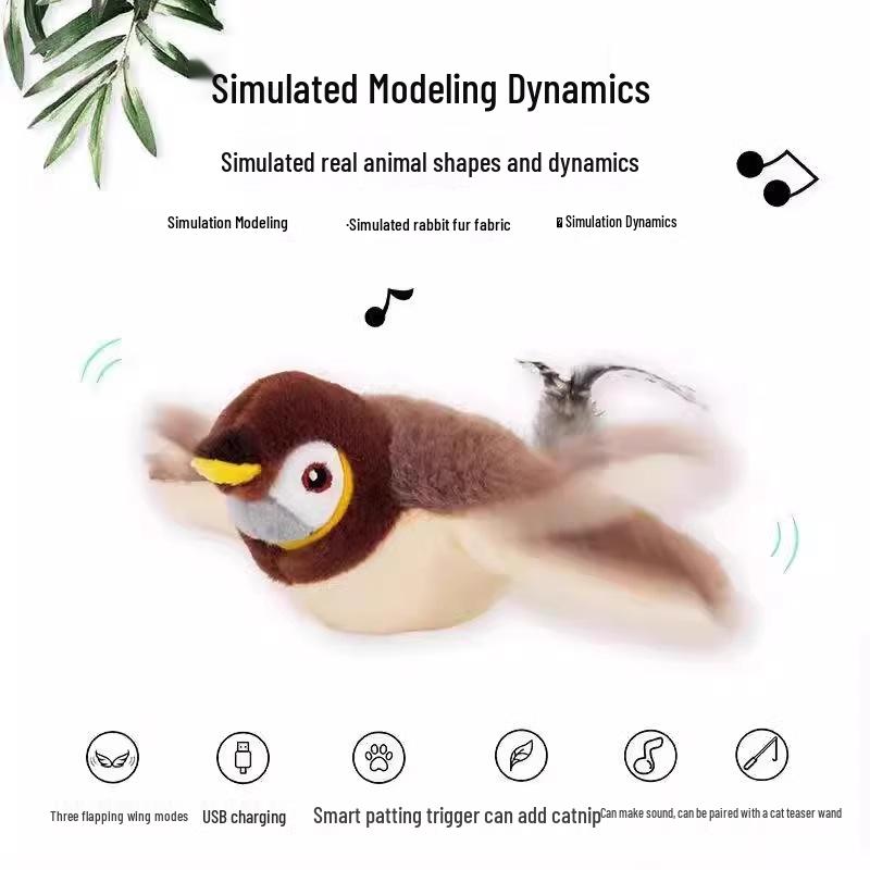 Kitty Jitter Sparrow: USB Rechargeable Interactive Cat & Dog Toy for Boredom Relief