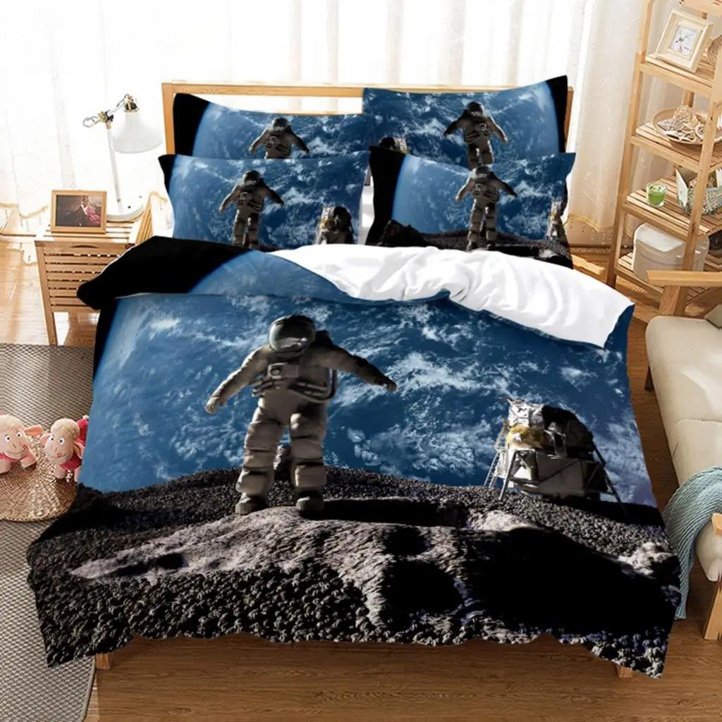 3D Digital Printing Fashion Design Astronaut Bedding Set, Queen Size Duvet Cover Sets