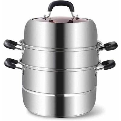 Dampftopf zum Kochen 11,8 Zoll Dampftöpfe mit Deckel 2-stufiger Edelstahl-Dampftopf Mehrzweck-Kochgeschirr mit Griff für Gemüse