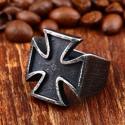 Vintage Ring mit Eisernem Kreuz der Deutschen Armee, Edelstahlschmuck, Gothic Punk Motor Biker Herrenring, Deutscher Ritterring