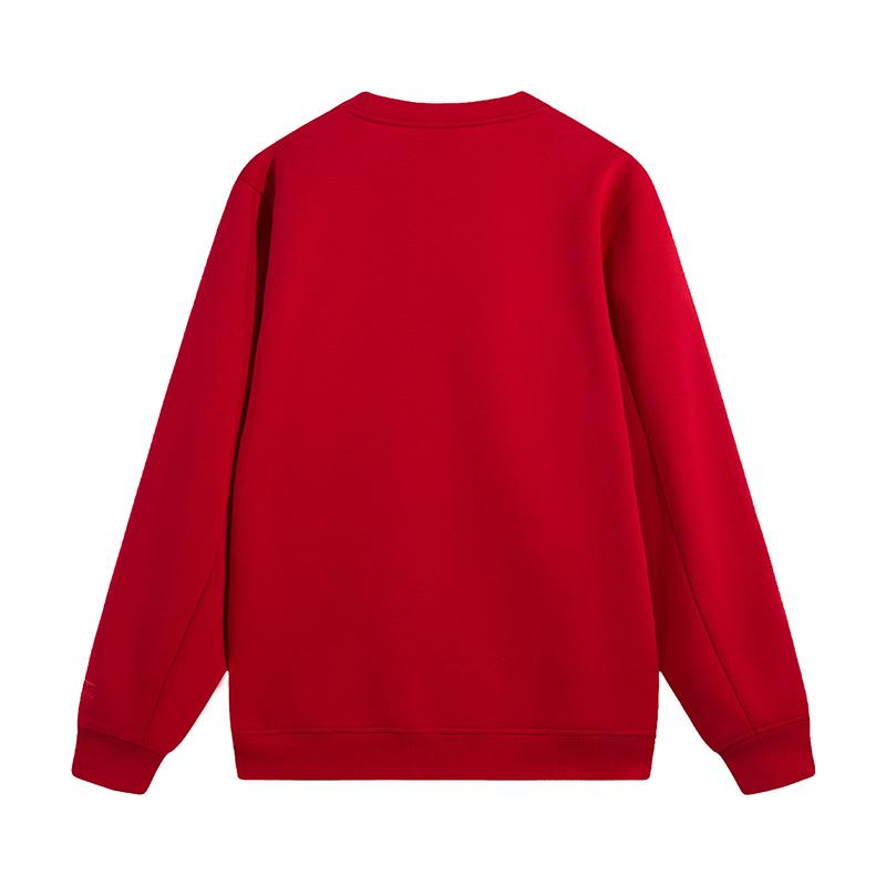 Li Ning Solid Color Logo Comfortable Soft Fashionable Versatile Printed Pattern Crew Neck Fleece Long Sleeve Sweatshirt Unisex sweatshirt AWDVH41-2