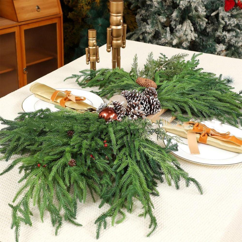 Plastic Artificial Norfolk Pine Branches DIY Wreath Christmas Pine Stem Christmas