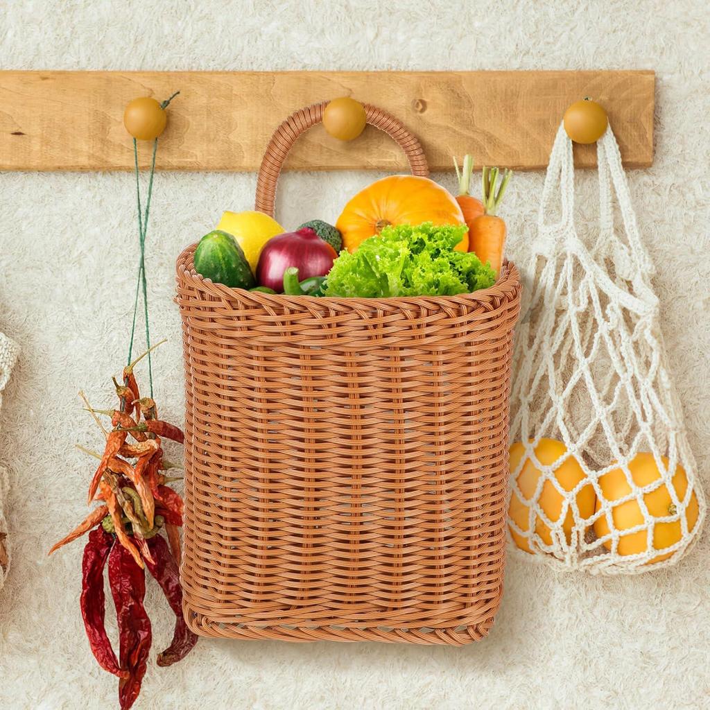 1Pcs Kitchenware Hanging Basket Wall Hanging Flower Baskets Front Door Hanging Basket Woven Hanging Basket Tableware Plant Basket 11 X 6.68 X