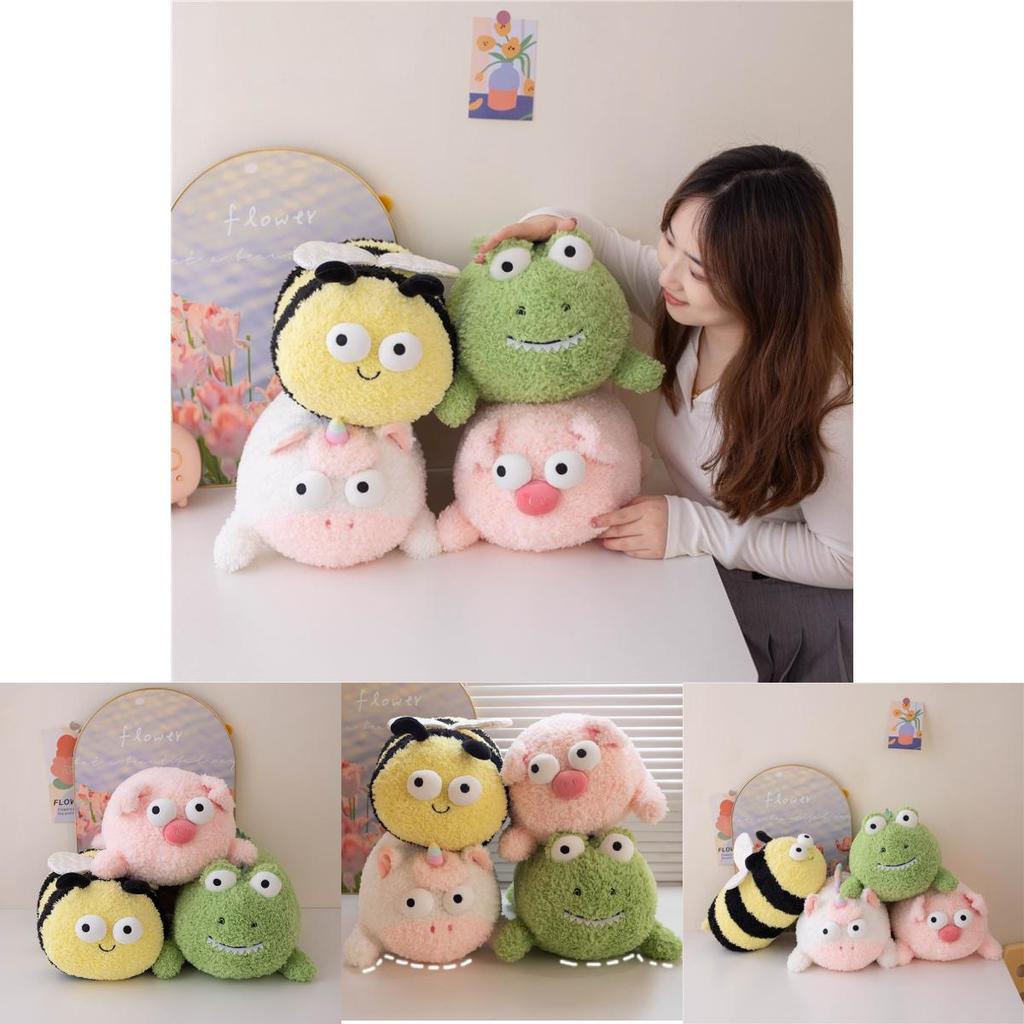 Adorable Plush Animal Dolls In Bee Frog Pig And Unicorn Designs For Kids Gifts