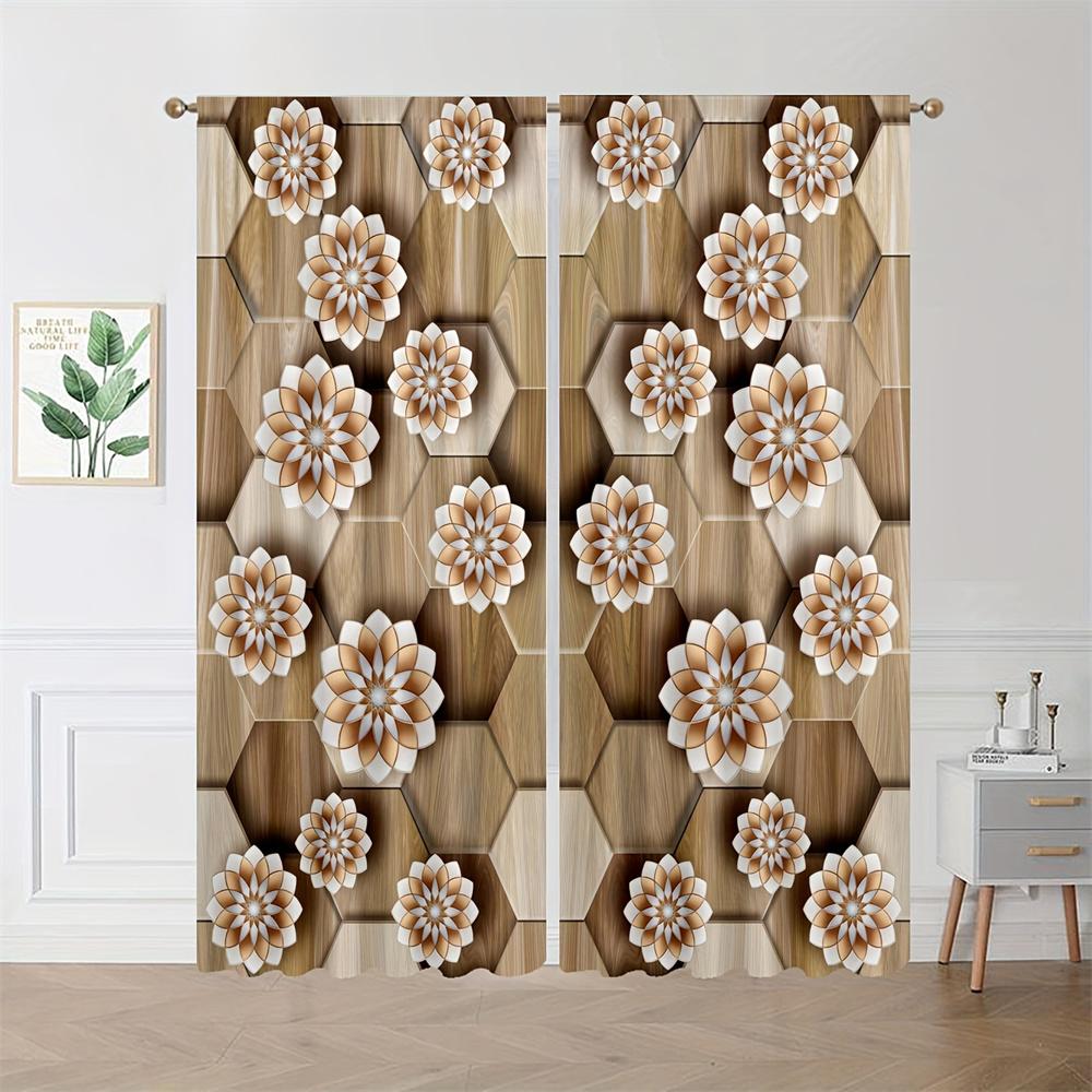 Luxury Oil Painting Gold Vase Colorful Flower Window Curtains Blinds for Living Room Girl Boy Kids Bedroom Decor 2Pieces Office