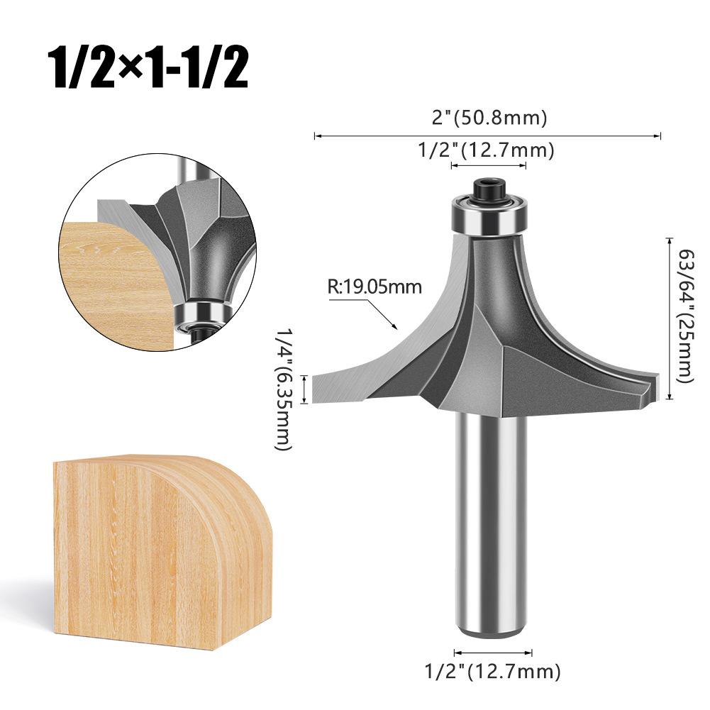 1/2 Handle Fillet Cutter Chamfering Milling Cutter, Commonly Used Fillet Cutter Preferably Tungsten Steel Alloy Fillet Cutter Trimming Machine Tool