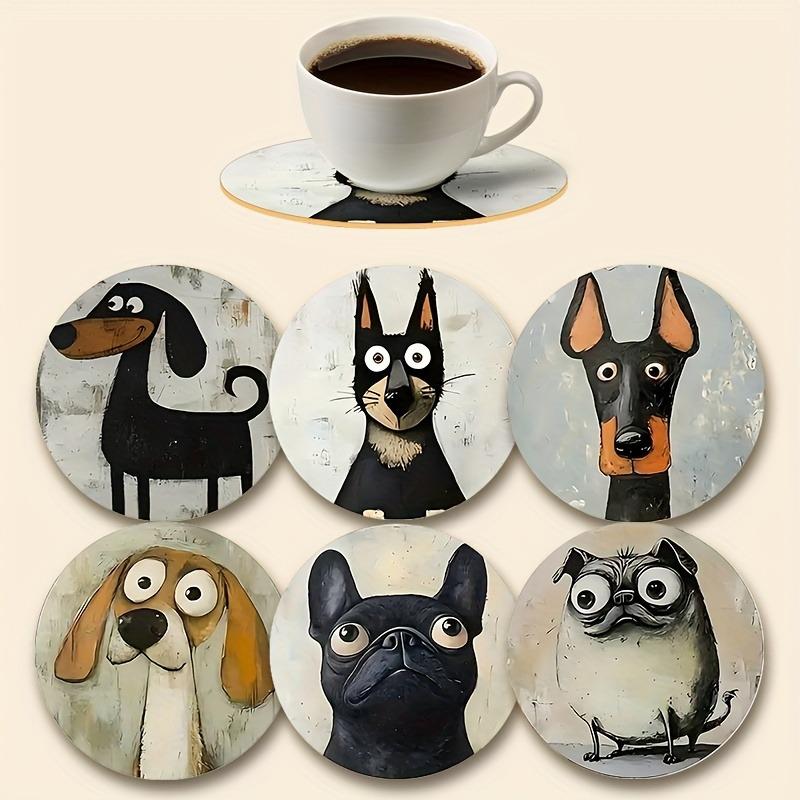 

6pcs Colorful Wooden Dog Coasters Set | Cute Design, Suitable for Drinks, Tea, Coffee, Home,Perfect Gift Choice for Any Holiday one size fits all