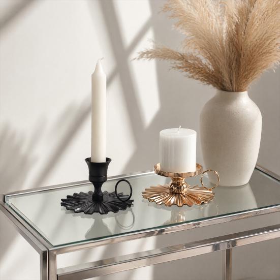 huaqianguhh Wrought Iron Candle Holder, Vintage Metal Candlestick with Frosted Matte Black Rust-Proof Finish, Handheld Design Holder for Home
