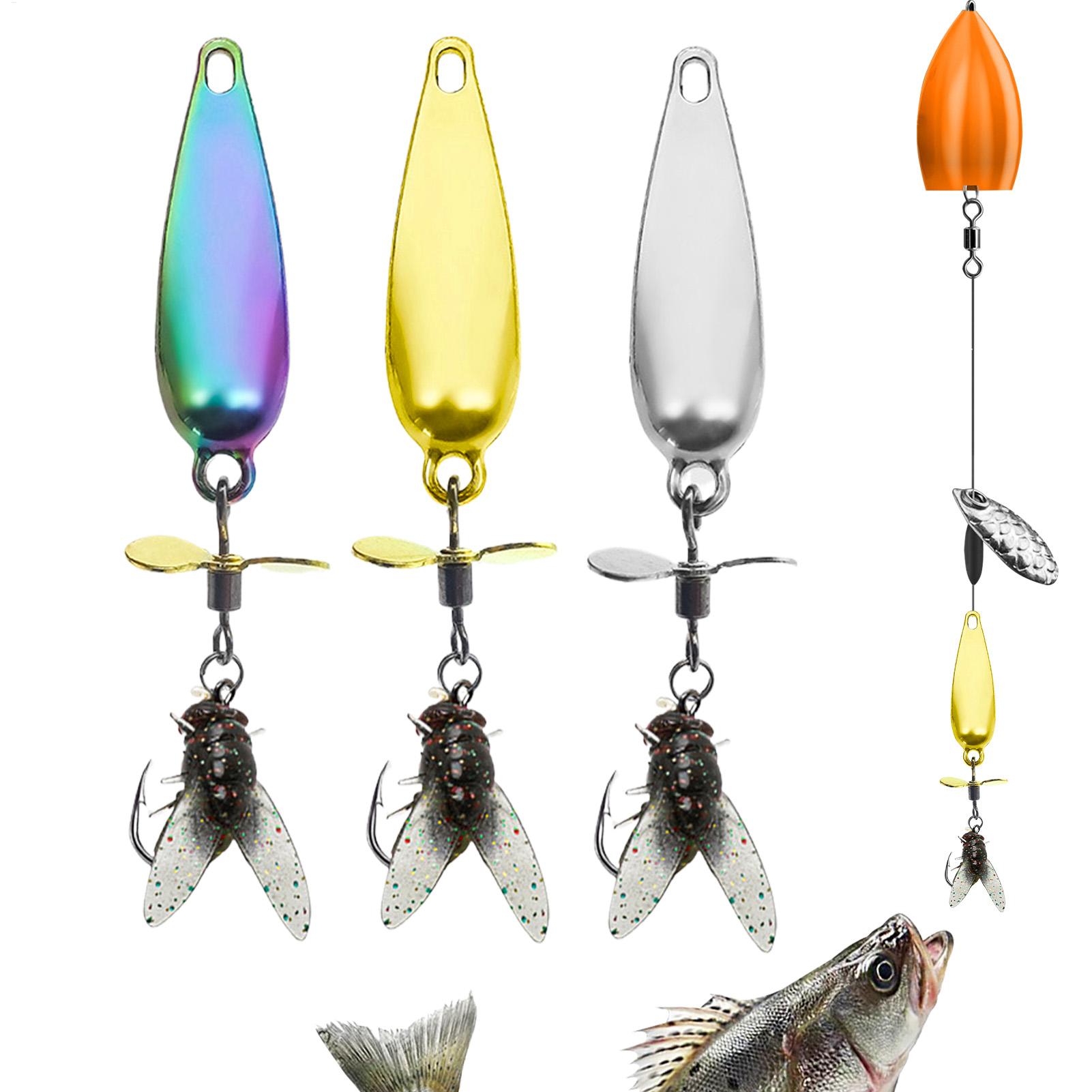 

3 Pack Metal Spinner Baits, 3D Realistic Blade Fishing Lures with Propeller for Freshwater Bass Trout for Pond Lake River Angler S