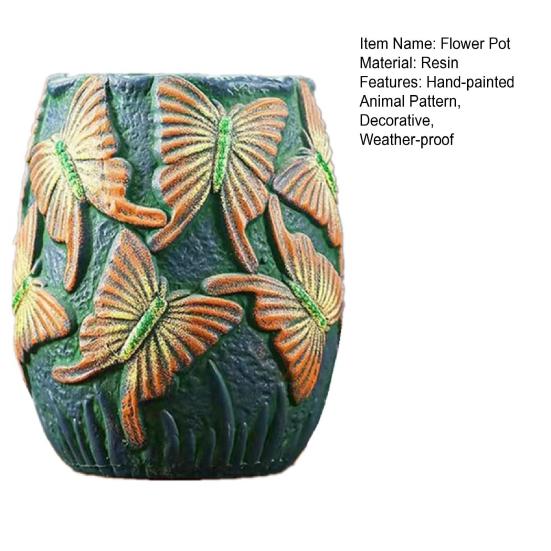 Handmade Animal Flower Pot Hand-painted Swan Butterfly Bird Planter Pot Home Balcony Garden Decoration Cactus Succulents Plants Container