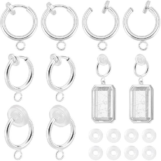 AHANDMAKER 30Pcs Clip-on Earring Converter, Earring Clip On Backs Parts Components Findings Clip on Earring Adapters with Loops Clip on Earrings for