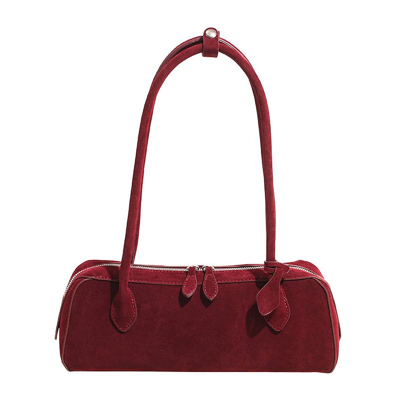 Retro baguette bag autumn and winter new simple suede pillow bag underarm bag women's shoulder bag