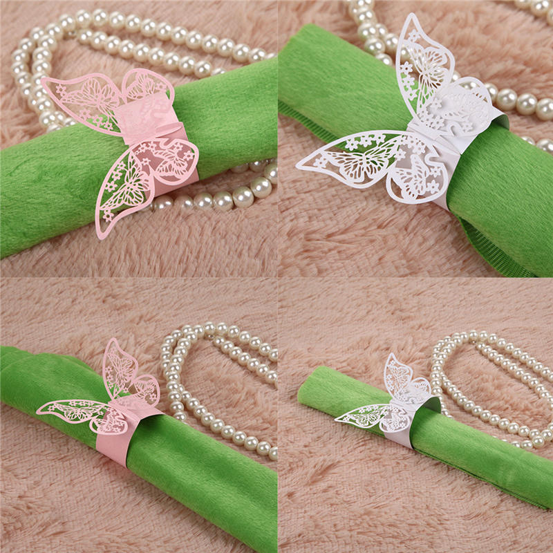 50PCS Butterfly Napkin Ring Paper Holder Table Party Wedding Favors Banquet