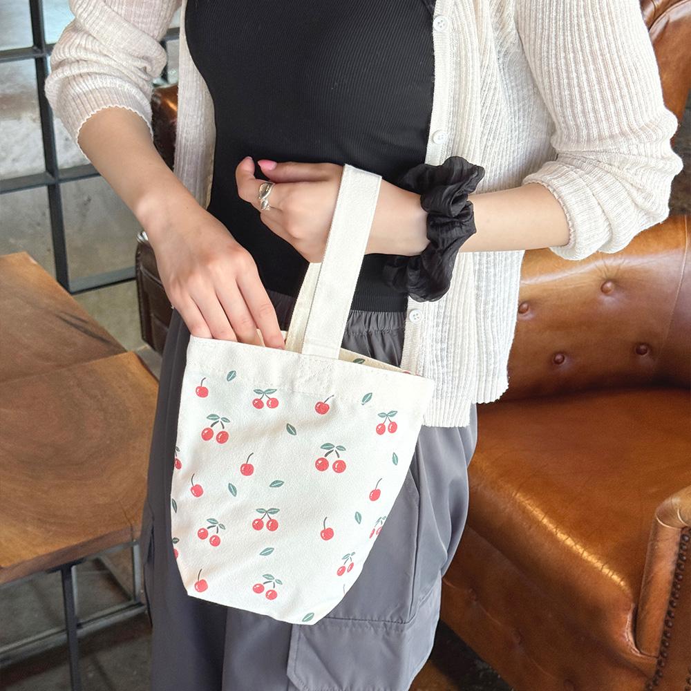 Olivia Pop OP_M2385 Eco Bag Canvas Cherry Mini Tote Bag