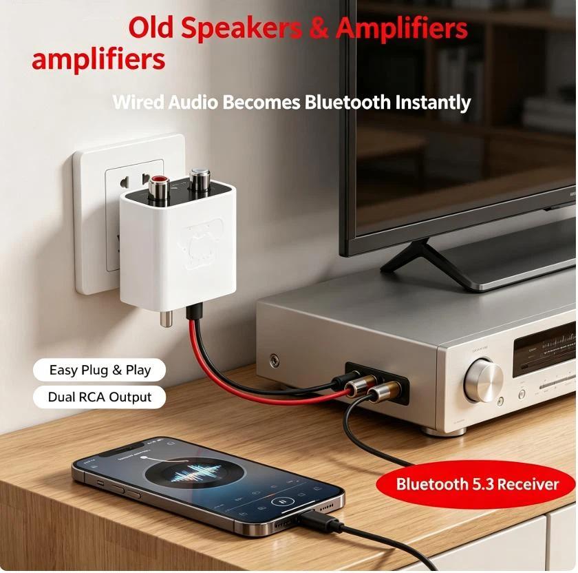Bluetooth Receiver Wireless Audio For Old Stereo/Speaker/Wired Speakers/Home Audio Music Streaming Stereo System