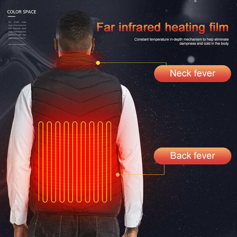 Heated Vest Warm Body Electric USB Men Women Heating Coat Jacket