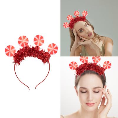 Girlande Weihnachtslicht-Kopfband mit buntem LED-Haarband Flauschiges Stirnband für Halloween Cosplay Zubehör