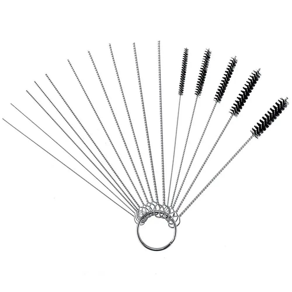 15PCS Car/Motorcycle Carburetors Carbon Dirt Jet Remove Cleaner Cleaning Wires Set Cleaning Needles Nylon Brushes Tool Kit