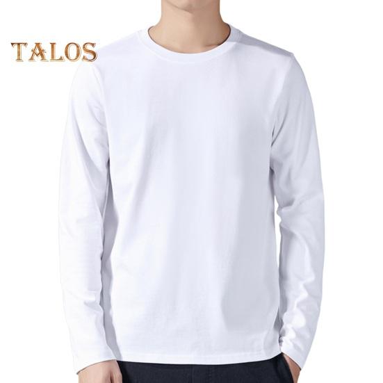 Menn Sport Topp Løs Ren Farge Rundhals Bunn Klær Langermet Hjemmeklær Gym Løping Basketball T-skjorte