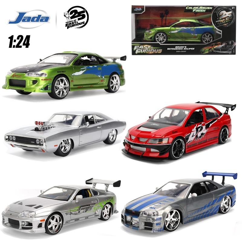 Jada 25th 1:24 Fast & Furious,Dodge Charger Skyline GTR Totota Supra Mitsubishi Eclipse Lancer EVO,Alloy Car Collection Gift Toy