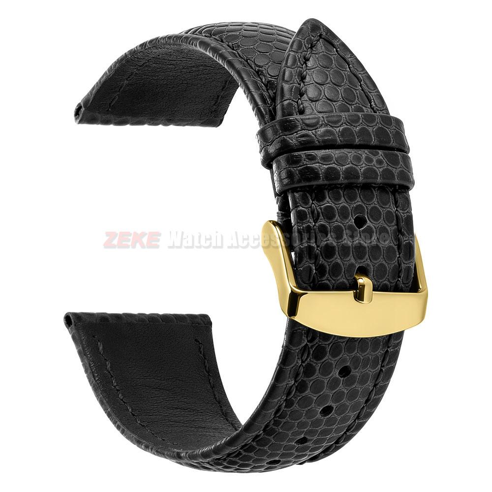 Lizard Grain Genuine Cowhide Watch Strap Waterproof Quick Release Leather Band 16/18mm 20mm 22mm Universal Replacement Wristband