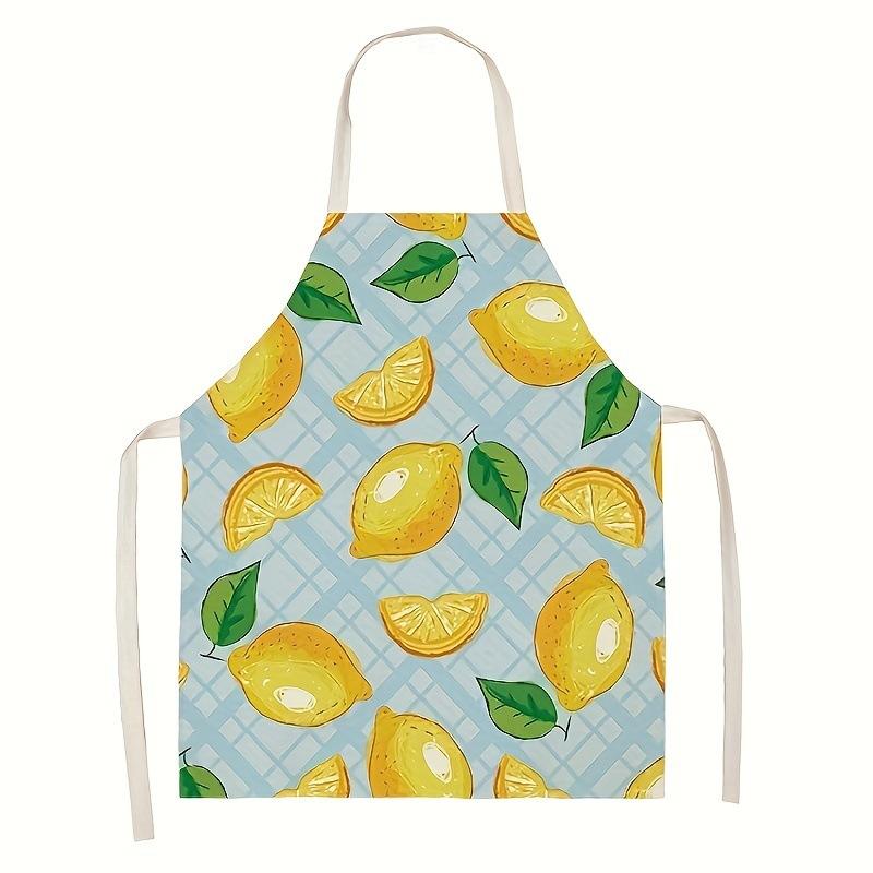 

Stylish Cooking Baking Apron Lemon Pattern Kitchen Apron Kitchen Stain Proof Home Waist Circumference Cooking Sleeveless Apron OneSize